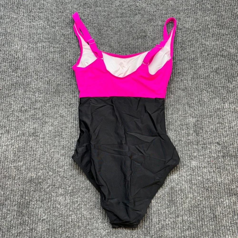 Womens S Colorblock Monokini Swimsuit Pink Cutout One Piece Retro NWOT Adustable